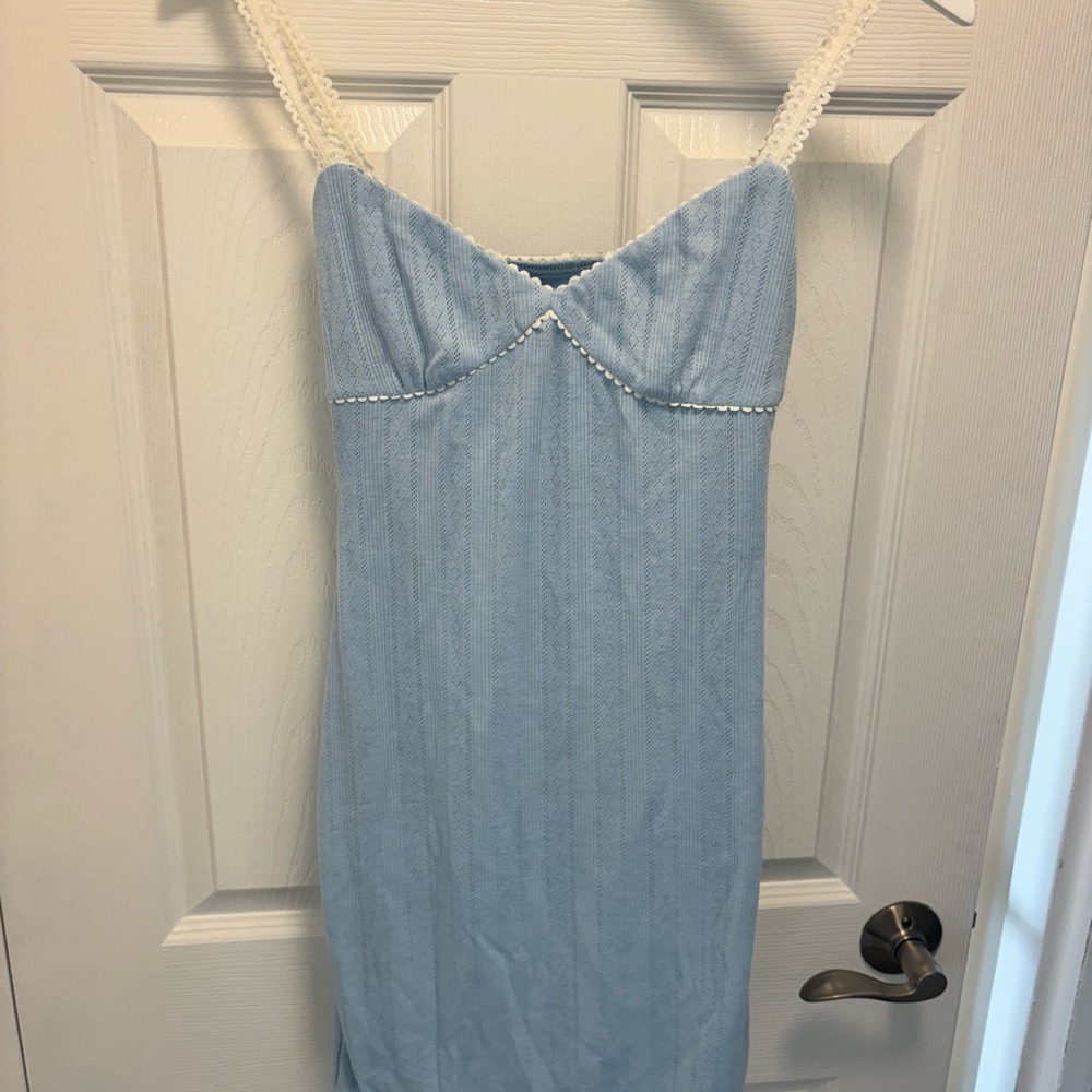 Princess Polly Sky Blue Lace-Trimmed Top